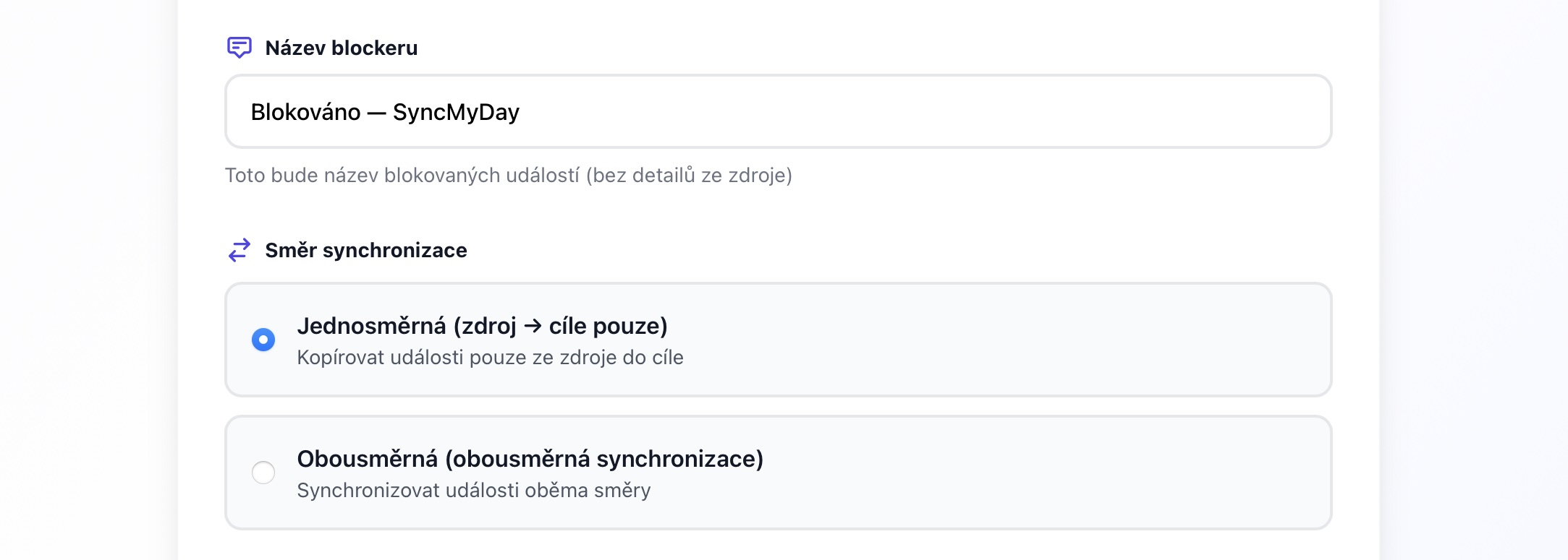 Vstupní pole názvu blokátoru